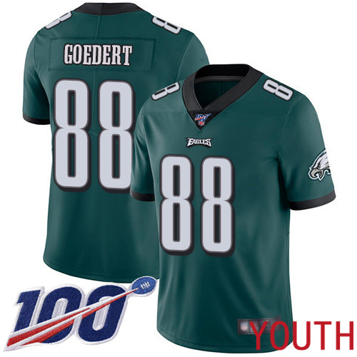 Youth Philadelphia Eagles #88 Dallas Goedert Midnight Green Team Color Vapor Untouchable NFL Jersey Limited 100th